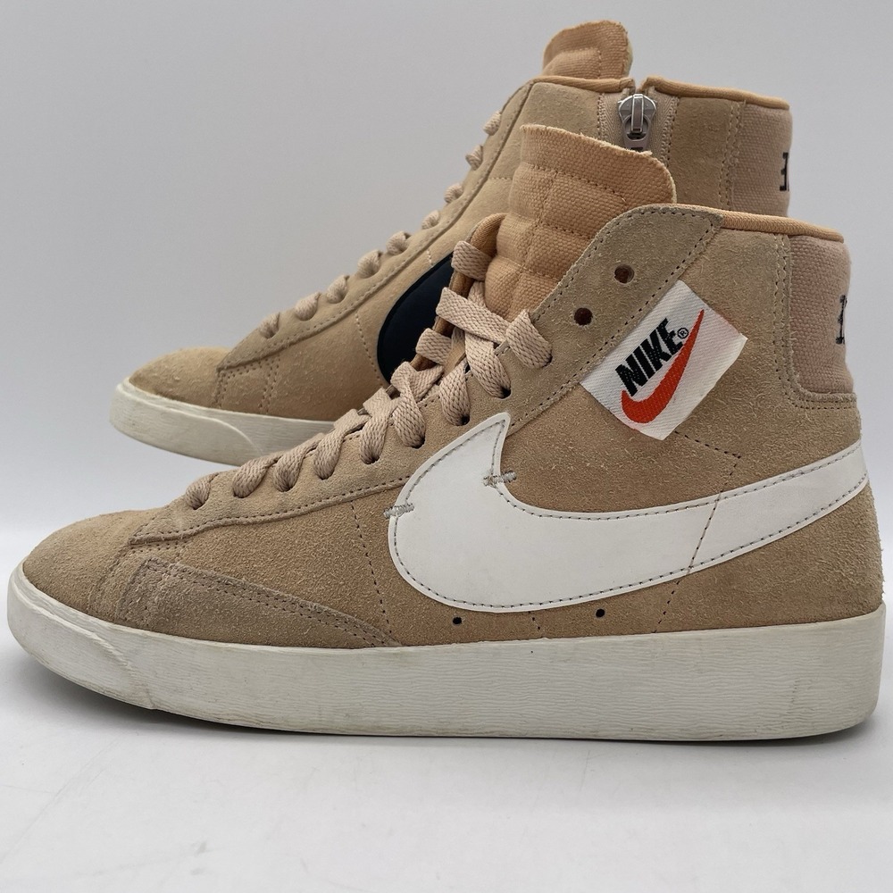 Nike Womens 7 Shoes Shoes Blazer Mid Rebel XX Bio Beige Suede Sneakers Side Zip